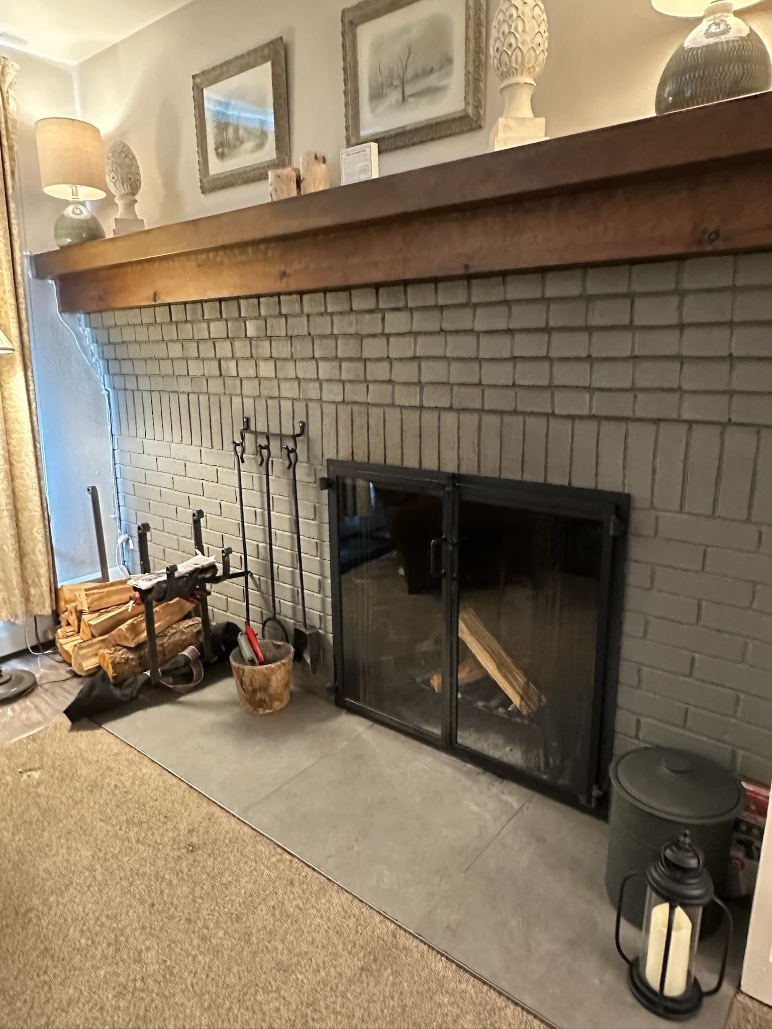 Wood-burning fireplace