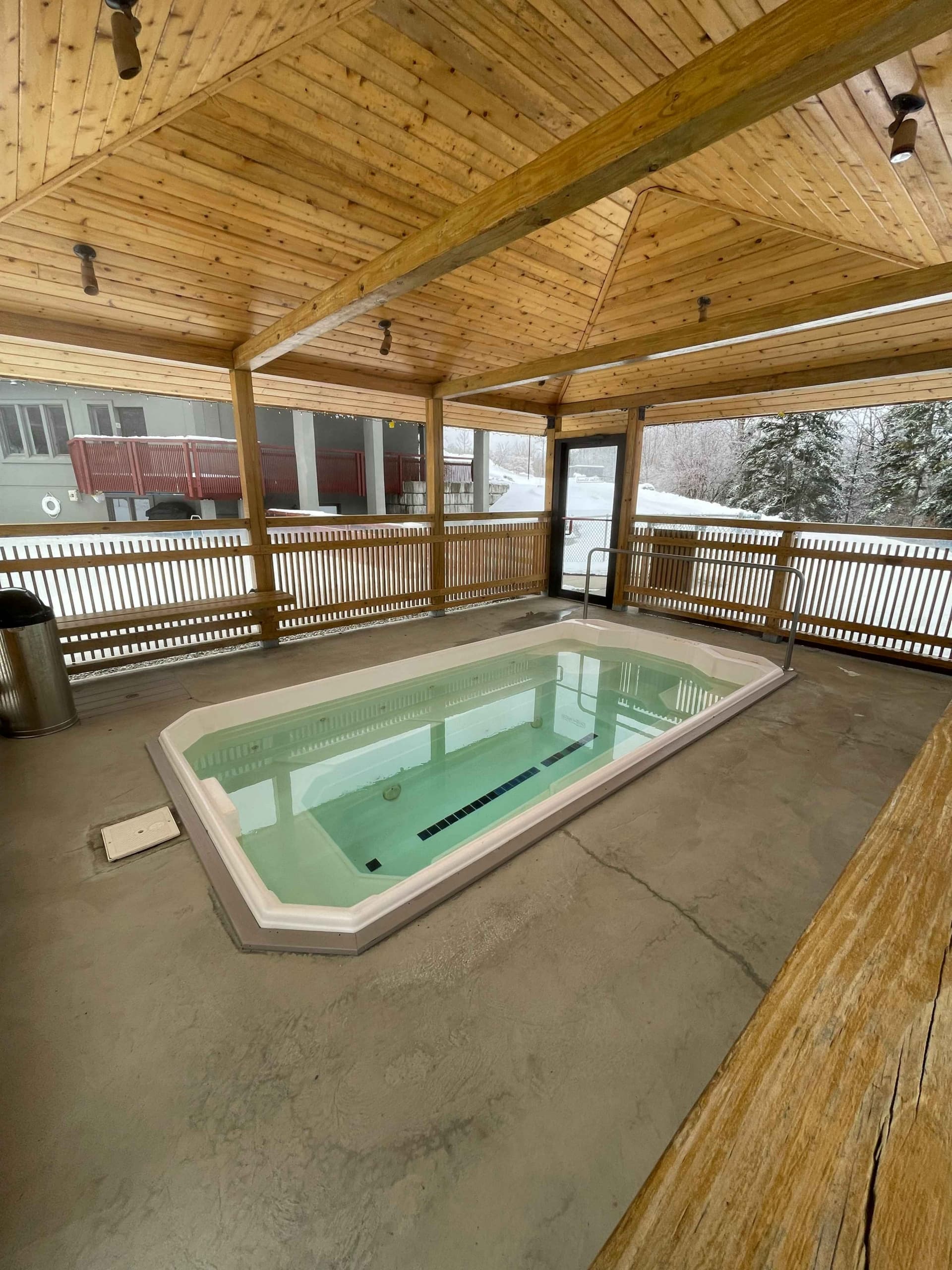 Covered outdoor hot tub